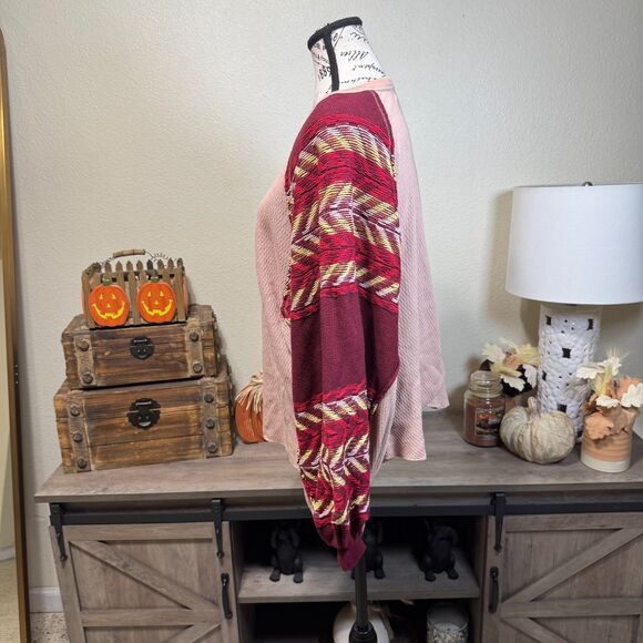 Free People Rainbow Dreams Waffle Knit Sweater Size XS Oversized Boho Casual - Picture 4 of 9